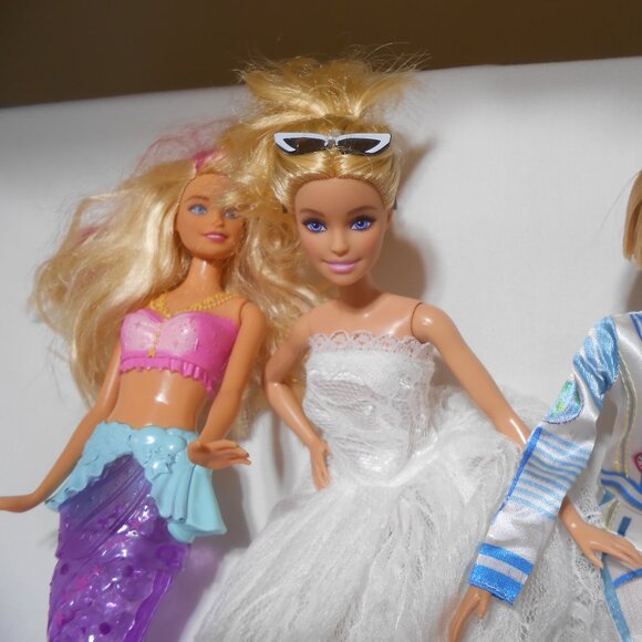 NICE Lot 3 Mattel Barbie 12" Dolls Bride, Astronaut, Little Mermaid w/ clothes - Picture 9 of 9